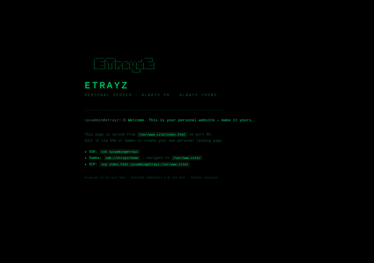 Personal website hosted on the NAS