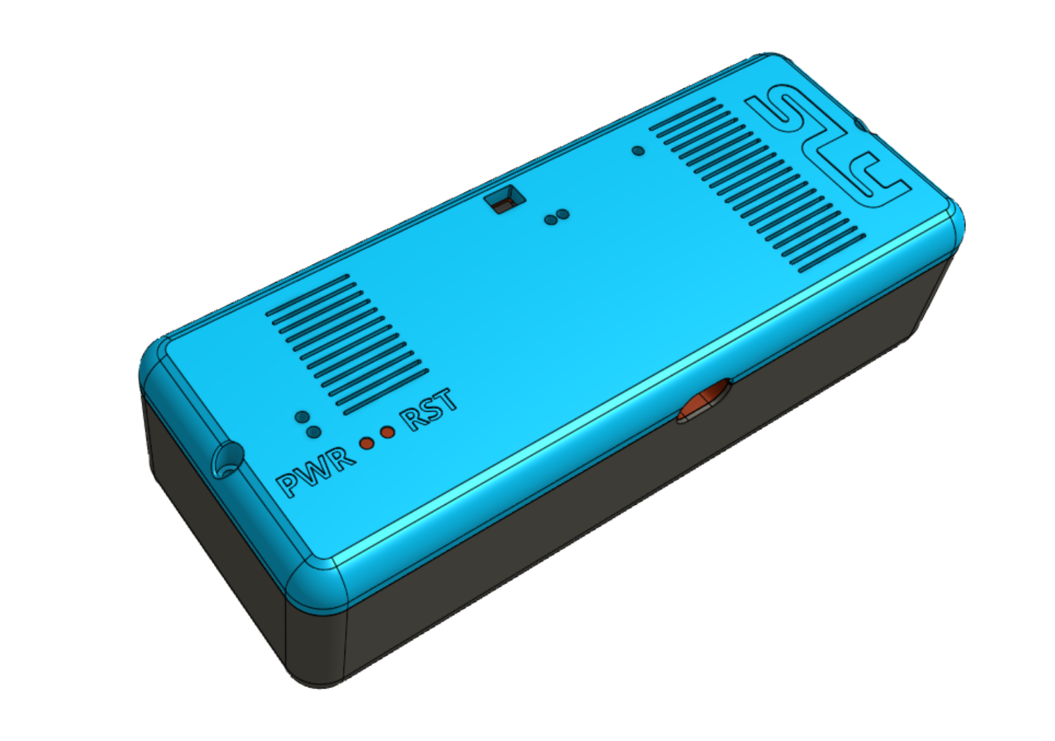 3D-printed GPS tracker enclosure — blue variant