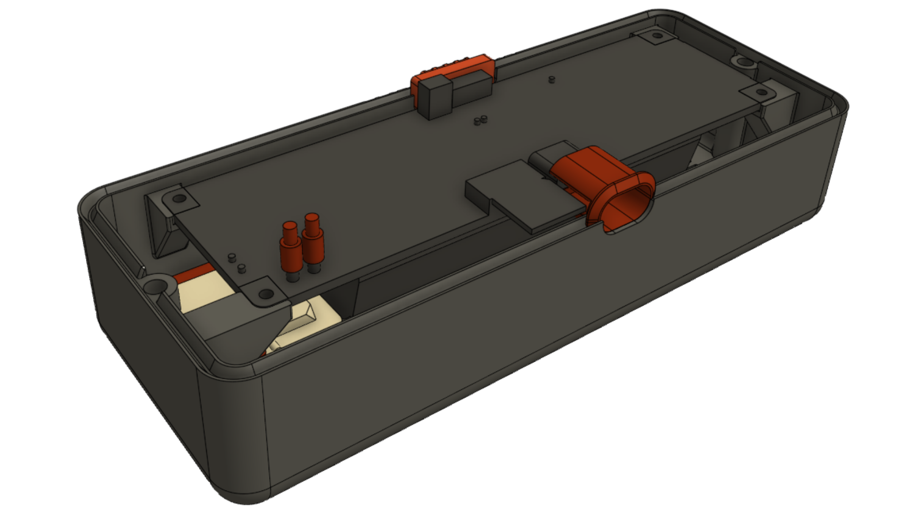 3D-printed GPS tracker enclosure — interior bottom view